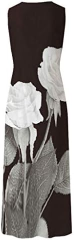 Cami haljina s džepovima bez rukava cvjetni Boho Print sarafan na plaži V-izrez plus veličina Maxi haljine