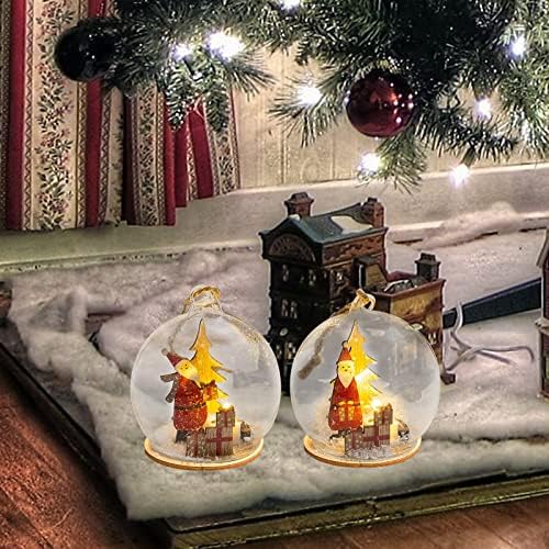 Božićni vintage božićni božićni božićni stolni atmosferski ukras užarenog stakla noćna svjetla božićna ukras privjesak božićni ukrasi pregradni ekran jasan