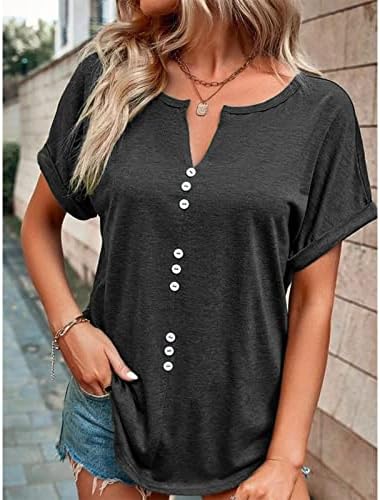 Top Tshirt za dame ljeto jesen kratki rukav odjeća moda Y2K V vrat pamučno dugme Down Up obična bluza 3P 3P