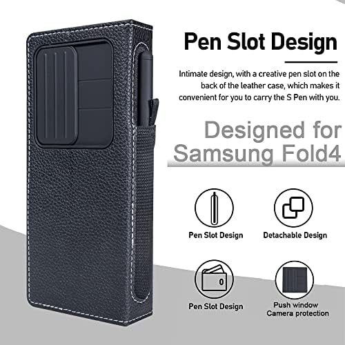 Teroxa S Pen Holder Case kompatibilan sa Galaxy Z Fold 4 5G, Shockproof prave kože novčanik slučaj sa SPen