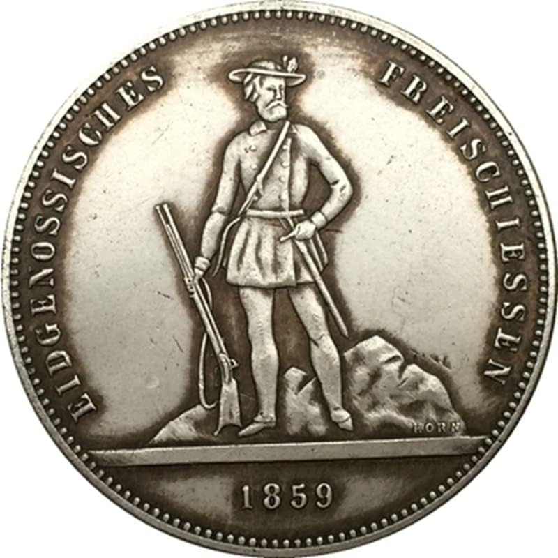 1859. Švicarske kovanice bakreni srebrni antikni kovanica kovanica za obrtni kolekni mogu puhati