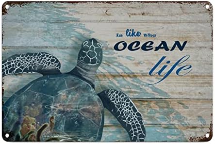 Ocean Beach akvarel morska kornjača Metalni zidni dekor potpisao sa plažama Početna Octopus Retro aluminijski