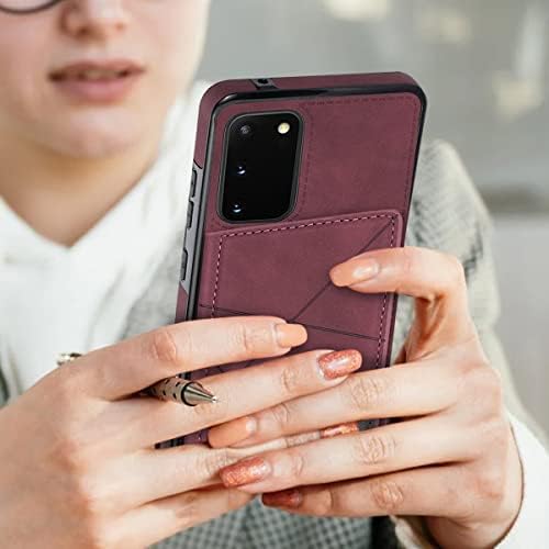 Galaxy S20 5G futrola, dizajn za Samsung s 20 futrole za telefone sa zaštitom ekrana PU kožni držač za kartice slota Magnetic Back Flip Folio zaštitni poklopac za žene i muškarce 6.2 inch Red
