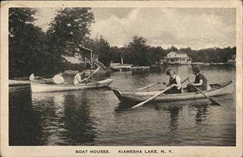 Pogled na vodu na Kuće za brodove Kiamesha Lake, New York NY originalna antička razglednica