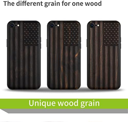 Case Carveit Drvo za iPhone SE 2022 Case & SE 2020 [Prirodno drvo i meko TPU] Otporni na udarce zaštitni