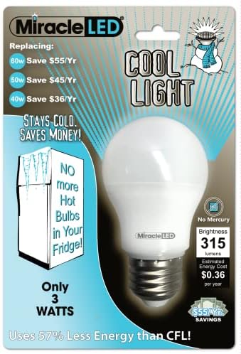 Miracle LED Un-Edison 3-vatno hladno svjetlo za Maytag frižidere, 40W ekvivalentno, 120v E26 Cool bijele 6000k, A15 sijalice uređaja za uštedu energije