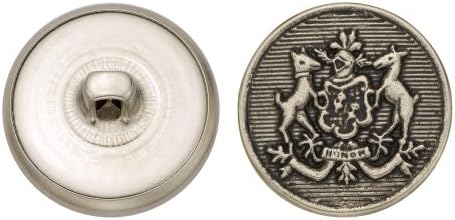 C & C Metalni proizvodi 5160 Objavljeni metalni gumb Crest, veličine 36 ligne, antički nikl, 36-pakovanje
