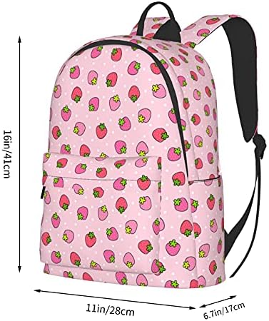 Ruksak ruksak FEHUEW 16 inčni ružičasti jagoda za laptop puna tiskana školska torba za knjige na rame za