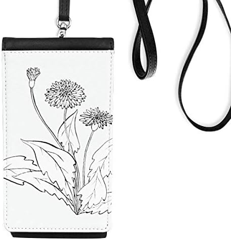 Crno bijeli maslačak cvijeće Telefon novčanik torbica Viseće mobilne torbice Crni džep