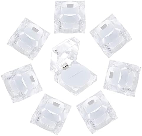 Chgcraft 24pcs Bijeli bistri prstenovi Kristalni prsten poklon kutije kvadratne prozirne plastične kutije
