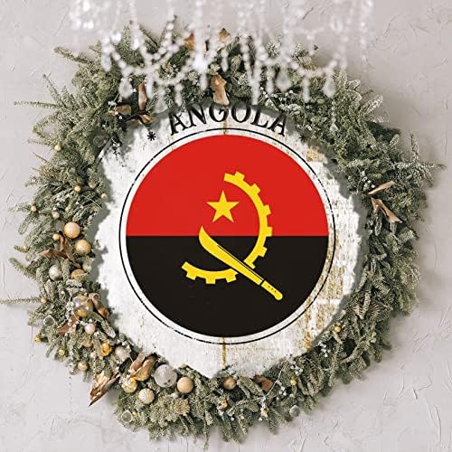 Angola Country Flag okrugli znak Drvo Dekor Angola Dobrodošli Okrugli ulazni prednji vrata Nacionalna zastava