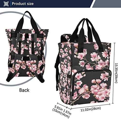 Ruksak za pelena za torbe za promjenu od pelene Multifunction Pink Cherry cvijet cvjetnih putničkih ruksaka