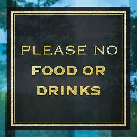 CGsignLab | Molim te, nema hrane ili pića -Klassic Gold Prozor Cling | 16 x16