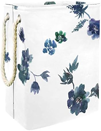 NDKMEHFOJ akvarel cvijeće korpe za veš korpe vodootporni Sorter za prljavu odjeću sklopiva meka ručka šarena