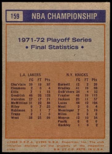 1972 TOPPS 159 Statistika doigravanja NBA Los Angeles Lakers Ex / MT Lakers