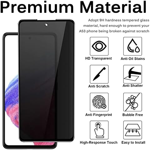 Miimall kompatibilni Samsung Galaxy A53 5G Zaštita ekrana za privatnost, 9h tvrdi anti-Scratch anti-Spy Anti-Peeping Filmovi kaljeno staklo zaštitnici ekrana za privatnost za Samsung A53/A52 / A51 / S20 FE