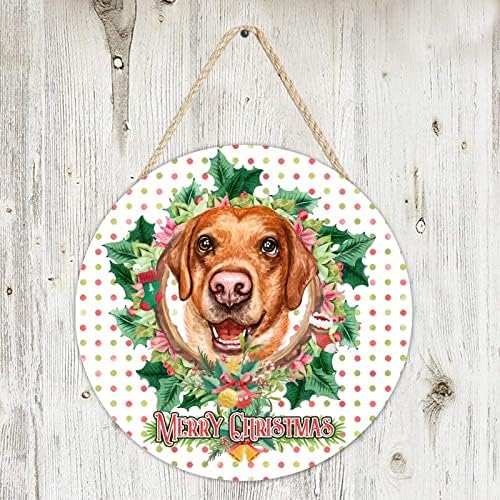 Alioyoit Dekorativni drveni znak plak Božićni vijenac za pseći vješalicu za pse rustikalna seoska kuća Dobrodošli