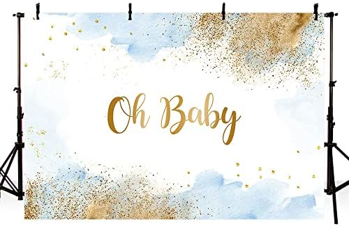 SENDY 10x7ft Oh Baby pozadina za dječake akvarel pastelna fotografija pozadina plavi oblaci Zlatni svjetlucavi ukrasi za zabavu za bebe torta Tabela Banner zalihe foto Studio rekviziti