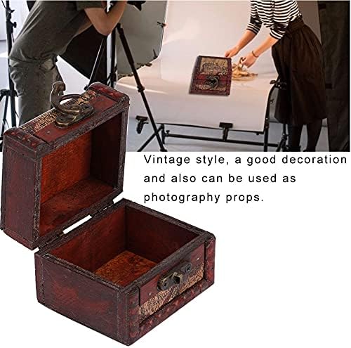 Qiaononi ZD205 Vintage Square Nakit za skladištenje ručno rađen drveni delo Dekorativni prikaz Kućište za šminku Organizator Box Treasure Nakit Držač nakit