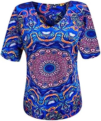 Ženska jesenska ljetna majica 2023 odjeća s kratkim rukavima pamučna posada vrata V izrez grafički casual