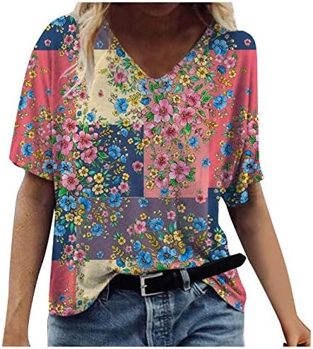Ženske cvjetne košulje moda plus veličine V-izrez Srednja duljina majica Labavi dnevni list pulover majice