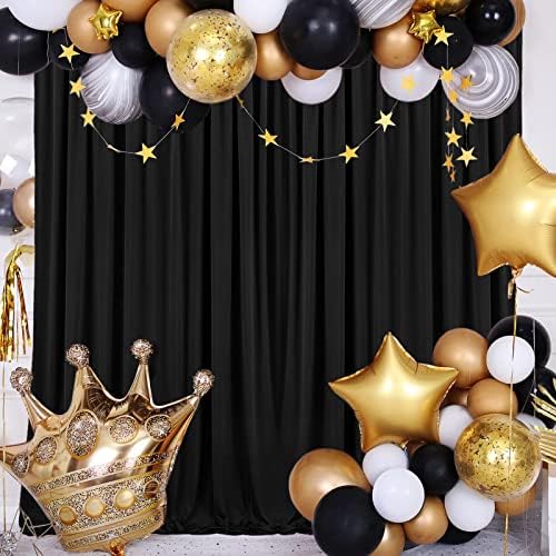 10ft x 10ft crna pozadina zavjese ploče za zabave Rođendanska zabava tkanina bez bora pozadina zavjese ukrasi