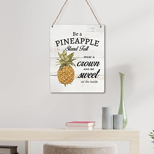 Budite vinski znak od ananasa Zidna umjetnost, rustikalni ananas drveni viseći znak za seosku kuću kućni kuhinjski zidni ukras