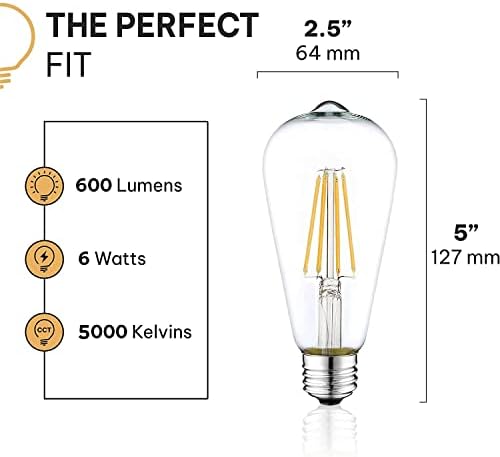 Vintage Edison LED Sijalice 6W-E26 / E27 osnovne LED sijalice koje se ne mogu zatamniti 60 W ekvivalentno-5000k