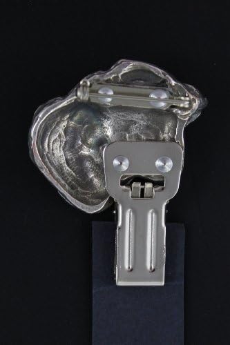 Schnauzer, Broš sa klipkom izložbeni izložbeni broj držač za držač srebrnog kliplica - ArtDog