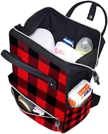 Guerotkr putnički ruksak, ruksak za torbu pelena, ruksak pelena, rustikalni crni crveni bizonfolni obrazac plairana