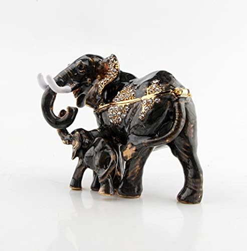 SevenBees sretni slonovi figurine sitničari sa šarkama nakit kutije za zglobove majke i djeteta slona figurice s prtljažnikom za poklon za uređenje doma