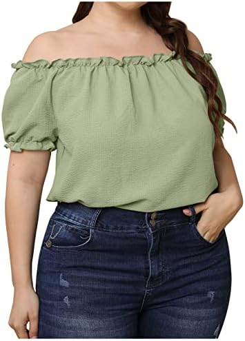 Košulja za blubu za dame Ljeto jesen 2023. Isključeno od ramena kratki rukav vrat pamuk Basic Plus size