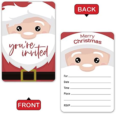 Rewidparty Cute Santa Claus party pozivnice sa kovertama (set od 15) Sretan božićni ubodni pozivnice za