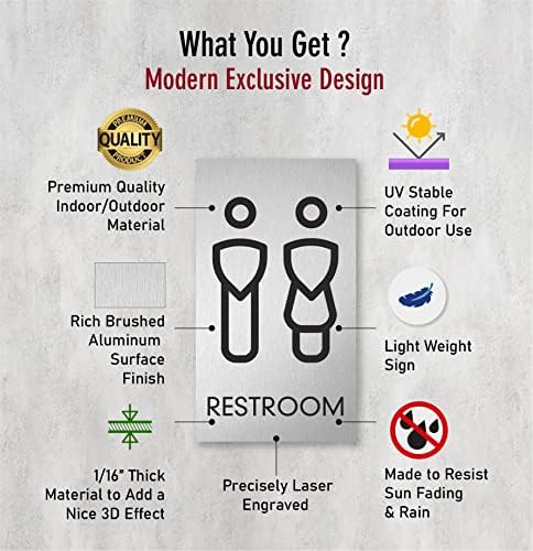 Znak vrata, muški, ženski toalet uključuje ljepljive trake za jednostavnu instalaciju - moderan urezan dizajn
