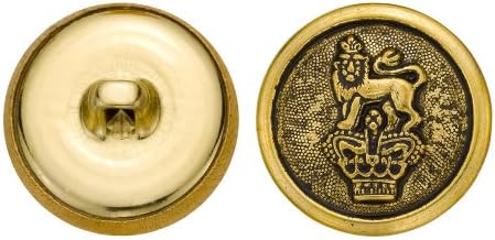 C& C Metalni proizvodi 5277 Crowned Lion Metal dugme, Veličina 33 Ligne, Antique Gold, 36-Pack