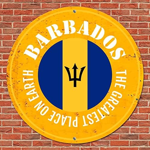 Okrugli metalni znak Patriotski Barbados Country zastava Najveće mjesto na Zemlji Vintage Weveat potpisuje