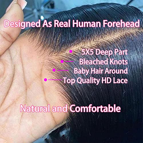ALAAYA 5x5 HD čipkaste perike za zatvaranje ljudska kosa Pre Čupane 5x5 ravne čipkaste prednje perike ljudska