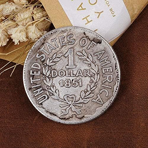 Challenge Coin 1851 U S Silver Dollar 1 u S Besplatna srebrna kovanica Srebrna okrugla cound Notique Coin Antikni kolekcija Eagle Ocean Copcion Collection Gifts Coin Collect