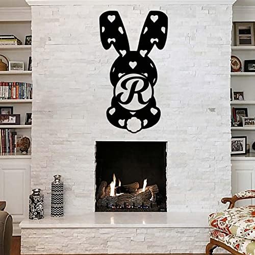 Sister Bunny Jaje - vanjski uskršnji dekor, metalni izrez - Uskršnji zeko R Zidni znak - 3D Word Art Dom