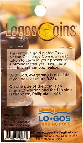 Zadatak koji predstoji, mogu sve stvari, izazvati kovanice, antikni pozlaćeni pozlaćeni, koji sadrži klečeći vitez templar i Filipljane 4:14