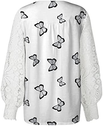 BDPORKAS WOMENS 2023 Proljeće Ljeto Sakrij trbuh Trgovina Dugim lisivi rukavi za majice Elegantni čipke patchwork bluze