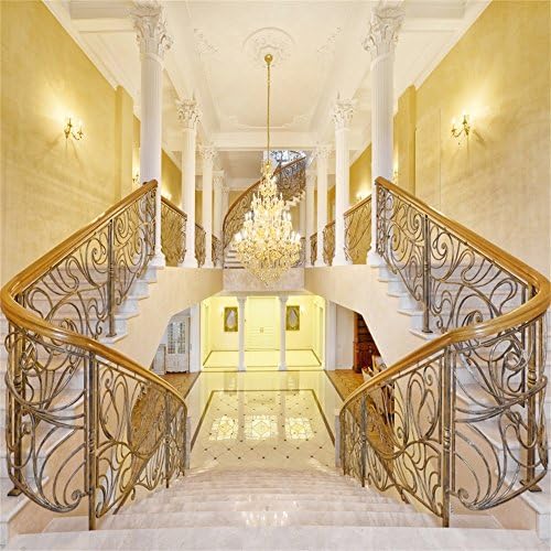 Leowefowa 10x10ft luksuzna pozadina palate kristalni luster stepenište rezbareni bijeli stubovi mramorni