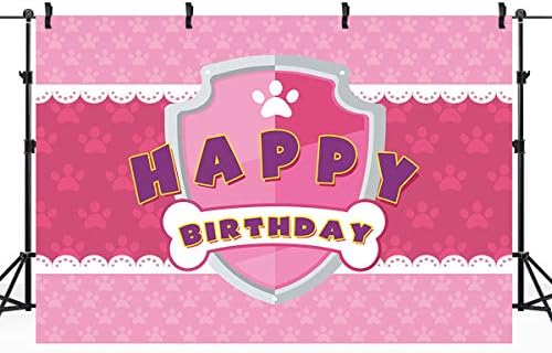 Riyidecor štene rođendan pozadina 7Wx5H noge Pink pas šape štit Pet tema crtani djevojka Rođendanska zabava