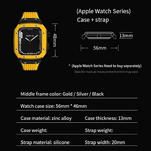 Modband za Apple Watch Band Series 8 45mm Žena Legura Sat Case 44mm 42mm Luksuzni metalni gumeni Pribor za satove od nehrđajućeg čelika za iWatch serija 7 6 5 4 SE poklopac (boja: 10 mm kopče od zlata, Veličina: