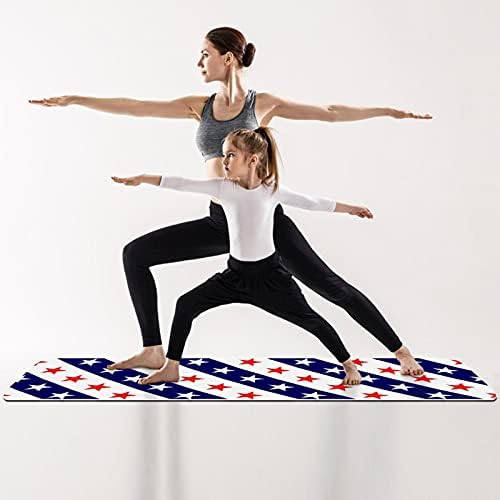 Plavo bijele dijagonalne pruge Stars Pattern Premium Thick Yoga Mat Eco Friendly Rubber Health & amp; fitnes neklizajuća prostirka za sve vrste vježbe joge i pilatesa