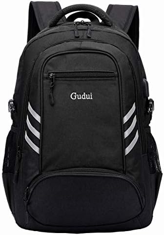Gudui Slim Vodootporni ruksak za laptop, kolekcionarski ruksak sa USB punjenjem i bravom, crne platnene