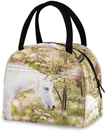 Yyzzh Unicorn životinja u šumi svijetlo sunce izolovana Zipper torba za ručak Cooler Meal Prep torba kutija