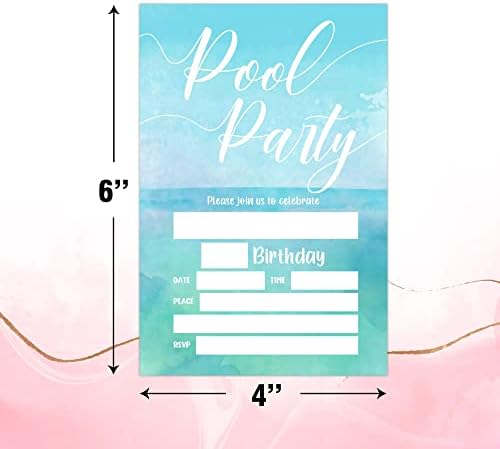 Kartice za rođendanske zabave Wuinck, zabava za bazenu Ljetno plivanje Tema Party Poziv za djecu, dječake