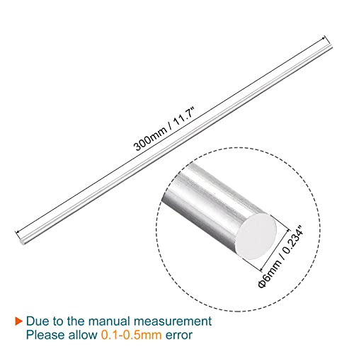 MECCANIXITY aluminijumski čvrsti okrugli štap 5mm prečnik 300mm dužina Strug Bar zaliha za DIY Craft paket