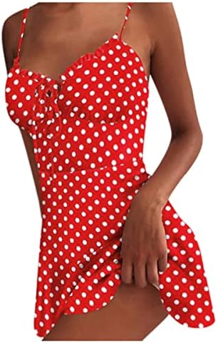 Nxxyeel ljetne haljine za žene seksi V-izrez Polka Dot Print tanka haljina sa naramenice Suspender sarafan sa špageti remenom
